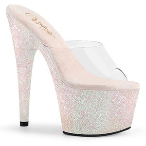 ADORE-701HMG 7" Heel Clear Opal Glitter Pole Dancer Shoes