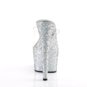 ADORE-701LG 7" Heel Clear Silver Glitter Platforms Sexy Shoe