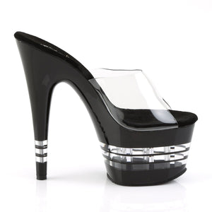 ADORE-701LN 7 Inch Heel Clear and Black Platforms Sexy Shoes