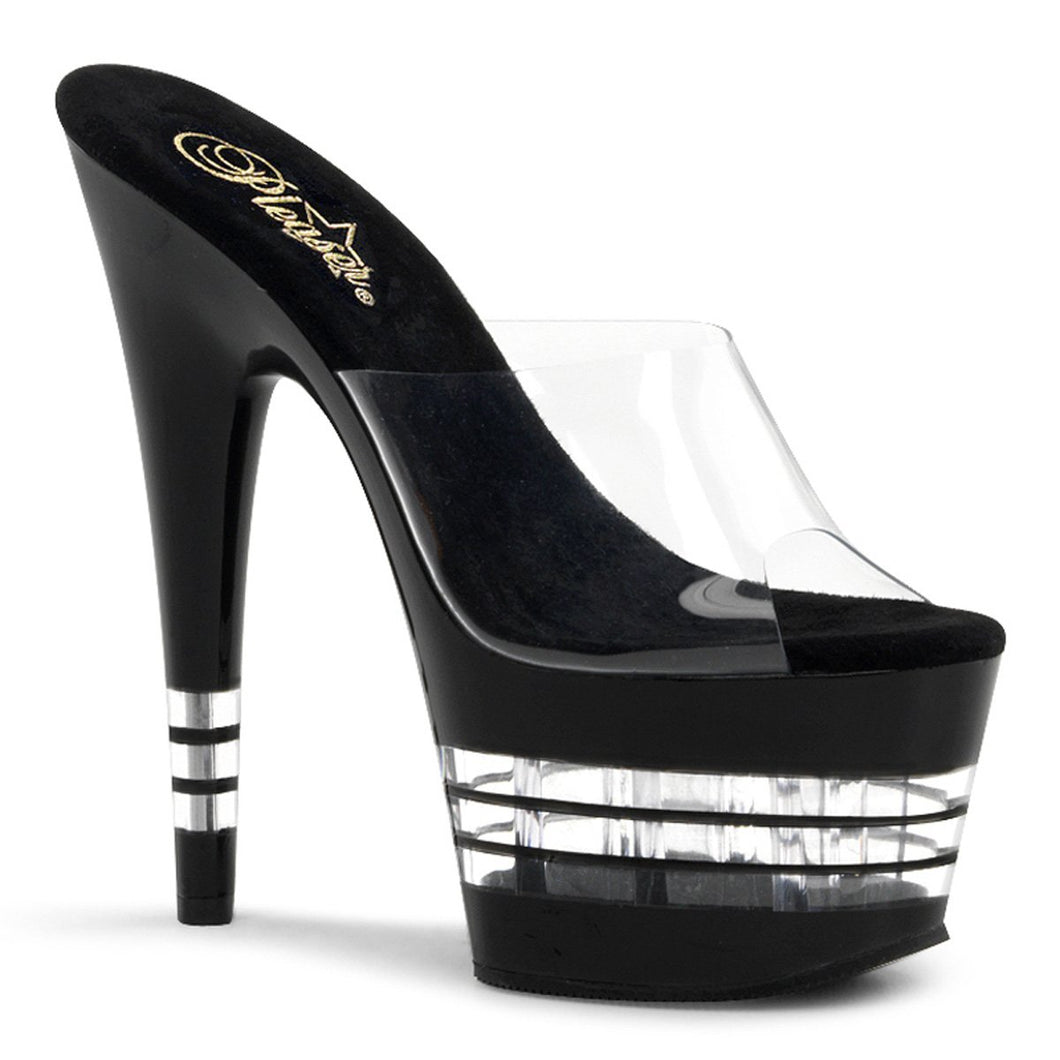 ADORE-701LN 7 Inch Heel Clear and Black Platforms Sexy Shoes