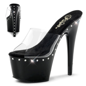 ADORE-701LS 7 Inch Heel Clear and Black Platforms Sexy Shoes