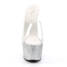 Load image into Gallery viewer, ADORE-701SDG 7&quot; Heel Silver Glitter Stripper Platform Sandal