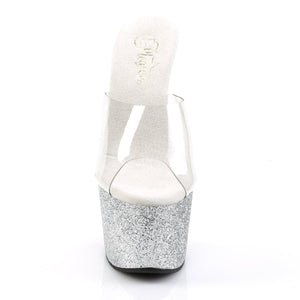 ADORE-701SDG 7" Heel Silver Glitter Stripper Platform Sandal