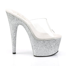 Load image into Gallery viewer, ADORE-701SDG 7&quot; Heel Silver Glitter Stripper Platform Sandal