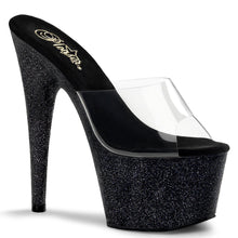 Load image into Gallery viewer, ADORE-701SDG 7&quot; Heel Clear Black Glitter Strippers Sandals