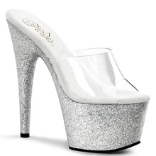 Load image into Gallery viewer, ADORE-701SDG 7&quot; Heel Silver Glitter Stripper Platform Sandal