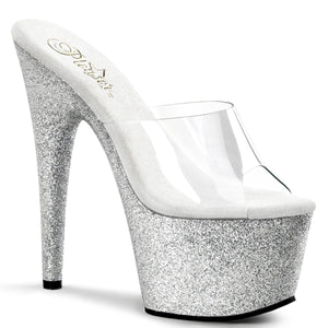 ADORE-701SDG 7" Heel Silver Glitter Stripper Platform Sandal