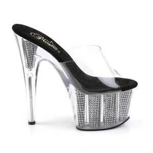 ADORE-701SRS 7" Heel Clear Black Bling Strippers Sandals