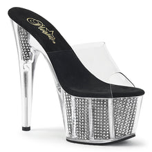 Load image into Gallery viewer, ADORE-701SRS 7&quot; Heel Clear Black Bling Strippers Sandals