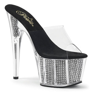 ADORE-701SRS 7" Heel Clear Black Bling Strippers Sandals