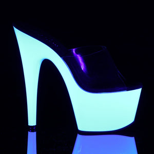 ADORE-701UV 7" Clear Neon White Strippers Platform Sandals