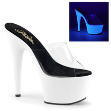 Load image into Gallery viewer, ADORE-701UV 7&quot; Clear Neon White Strippers Platform Sandals