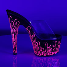 Load image into Gallery viewer, ADORE-701UVL 7&quot; Heel Clear Black Neon Pink Platform Sandals