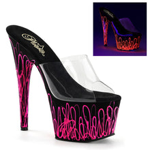 Load image into Gallery viewer, ADORE-701UVL 7&quot; Heel Clear Black Neon Pink Platform Sandals