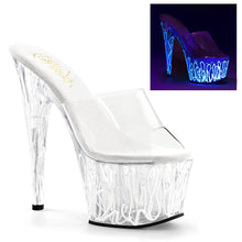 Load image into Gallery viewer, ADORE-701UVL 7&quot; Heel Clear and Neon White Strippers Sandals