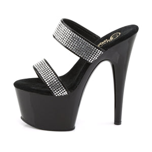 ADORE-702-2 Pleaser 7" Heel Black Strippers Platform Sandals