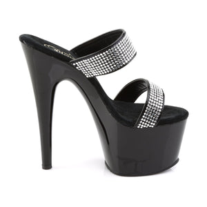 ADORE-702-2 Pleaser 7" Heel Black Strippers Platform Sandals