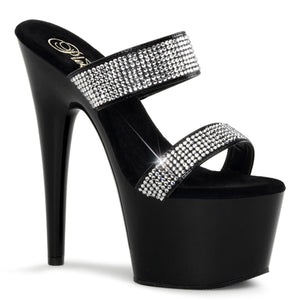 ADORE-702-2 Pleaser 7" Heel Black Strippers Platform Sandals