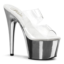 Load image into Gallery viewer, ADORE-702 7&quot; Heel Clear and Silver Chrome Strippers Sandals