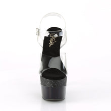 Load image into Gallery viewer, ADORE-708-2HGM 7&quot; Clear and Black Glitter Pole Dancer Shoes