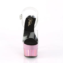 Load image into Gallery viewer, ADORE-708-2HGM 7&quot; Clear Baby Pink Glitter Pole Dancer Shoes