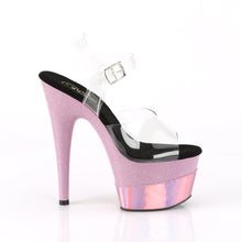 Load image into Gallery viewer, ADORE-708-2HGM 7&quot; Clear Baby Pink Glitter Pole Dancer Shoes