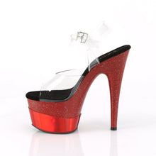 Load image into Gallery viewer, ADORE-708-2HGM 7&quot; Heel Clear &amp; Red Glitter Pole Dancer Shoes