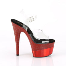 Load image into Gallery viewer, ADORE-708-2HGM 7&quot; Heel Clear &amp; Red Glitter Pole Dancer Shoes