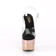 Load image into Gallery viewer, ADORE-708-2HGM 7&quot; Heel Clear Rose Gold Glitter Pole Shoes