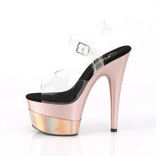 Load image into Gallery viewer, ADORE-708-2HGM 7&quot; Heel Clear Rose Gold Glitter Pole Shoes