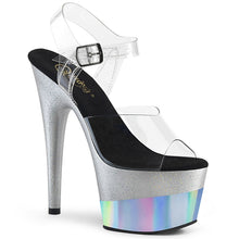 Load image into Gallery viewer, ADORE-708-2HGM 7&quot; Heel Clear Silver Glitter Pole Dance Shoes