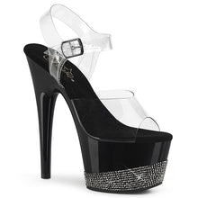 Load image into Gallery viewer, ADORE-708-3 Heels ClearBlack Pewter Bling Pole Dancing Shoes