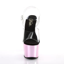 Load image into Gallery viewer, ADORE-708 7&quot; Heel Clear &amp; Baby Pink Chrome Pole Dancer Shoes