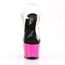 Load image into Gallery viewer, ADORE-708 7 Inch Clear &amp; Hot Pink Chrome Pole Dancer Sandal