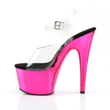 Load image into Gallery viewer, ADORE-708 7 Inch Clear &amp; Hot Pink Chrome Pole Dancer Sandal