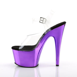 ADORE-708 7" Heel Clear Purple Chrome Pole Dancer Sandals