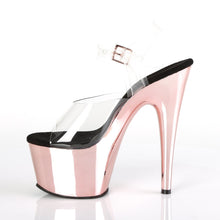 Load image into Gallery viewer, ADORE-708 7&quot; Clear and Rose Gold Chrome Pole Dancer Sandals