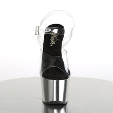 Load image into Gallery viewer, ADORE-708 7&quot; Heel Clear Silver Chrome Pole Dancer Sandals