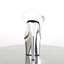 Load image into Gallery viewer, ADORE-708 7&quot; Heel Clear Silver Chrome Pole Dancer Sandals