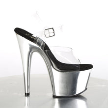 Load image into Gallery viewer, ADORE-708 7&quot; Heel Clear Silver Chrome Pole Dancer Sandals