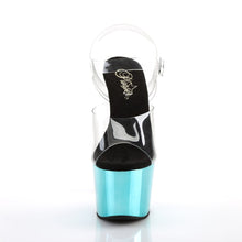 Load image into Gallery viewer, ADORE-708 7&quot; Clear and Turquoise Chrome Pole Dancer Sandals