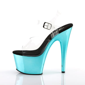 ADORE-708 7" Clear and Turquoise Chrome Pole Dancer Sandals