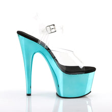 Load image into Gallery viewer, ADORE-708 7&quot; Clear and Turquoise Chrome Pole Dancer Sandals