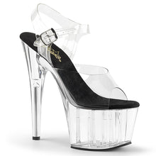 Load image into Gallery viewer, ADORE-708 Pleaser 7&quot; Heel Clear and Black Pole Dancing Shoes