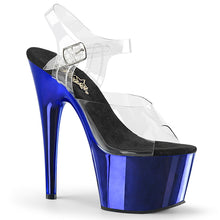 Load image into Gallery viewer, ADORE-708 7&quot; Heel Clear and Blue Chrome Sexy Sandals