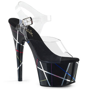 ADORE-708BMC 7 Inch Heel Clear and Black Pole Dancing Shoes