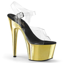 Load image into Gallery viewer, ADORE-708 7&quot; Heel Clear and Gold Chrome Sexy Sandals