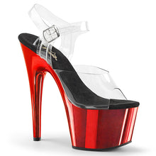 Load image into Gallery viewer, ADORE-708 7&quot; Heel Clear and Red Chrome Sexy Sandals