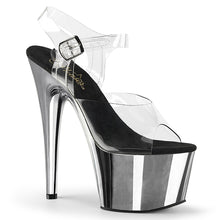 Load image into Gallery viewer, ADORE-708 7&quot; Heel Clear Silver Chrome Pole Dancer Sandals