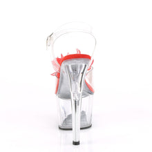 Load image into Gallery viewer, ADORE-708BFL 7&quot; Heel Clear and Red Pole Dancing Shoes